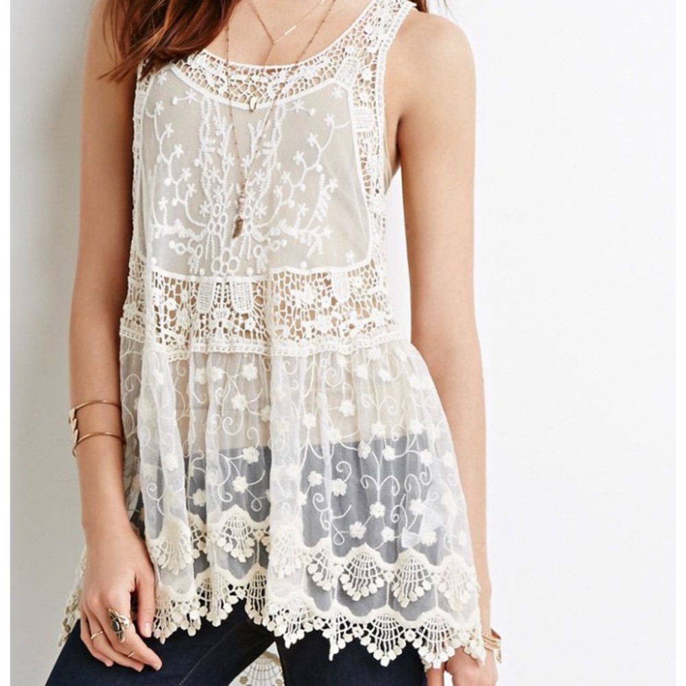 Forever 21 Crochet Mesh Lace Top/Dress